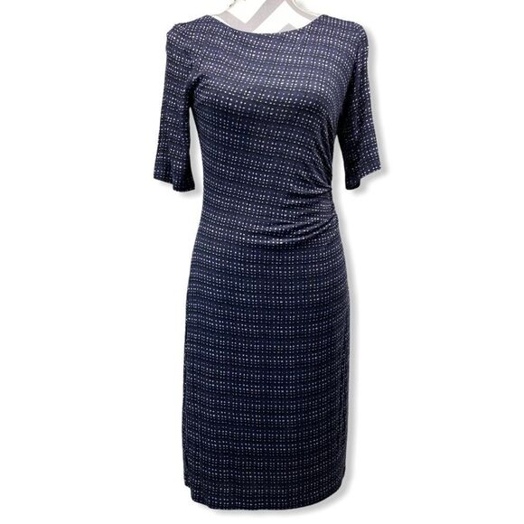 Loft Lattice Side Shirred Dress Size Small - Picture 1 of 7